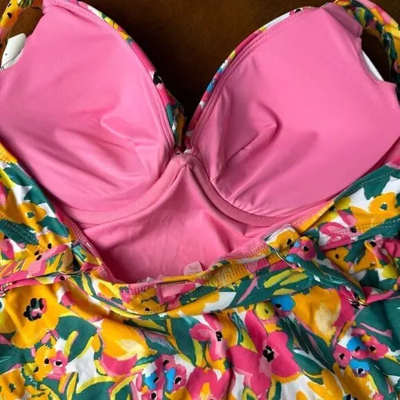 Anne Cole NWT size 32C/34B swim tankini top purple/ orange/ green - Picture 6 of 10